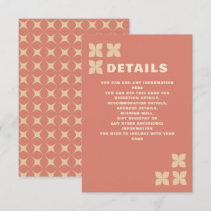 Retro Groovy 70s Pattern Terracotta Wedding Enclosure Card