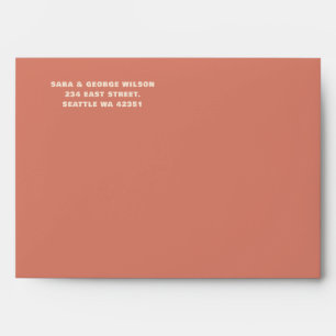 Retro Groovy 70s Pattern Terracotta Wedding Envelope