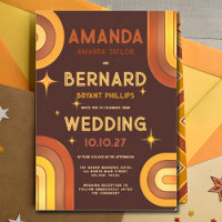 Retro Groovy 70's Rainbow Arch Typography Wedding