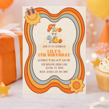Retro Groovy 70s Rainbow Five is a Vibe 5 Birthday
