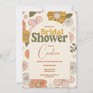 Retro Groovy 70's Themed Bridal  Invitation