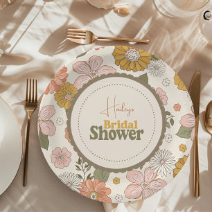 Retro Groovy 70's Themed Bridal  Paper Plate