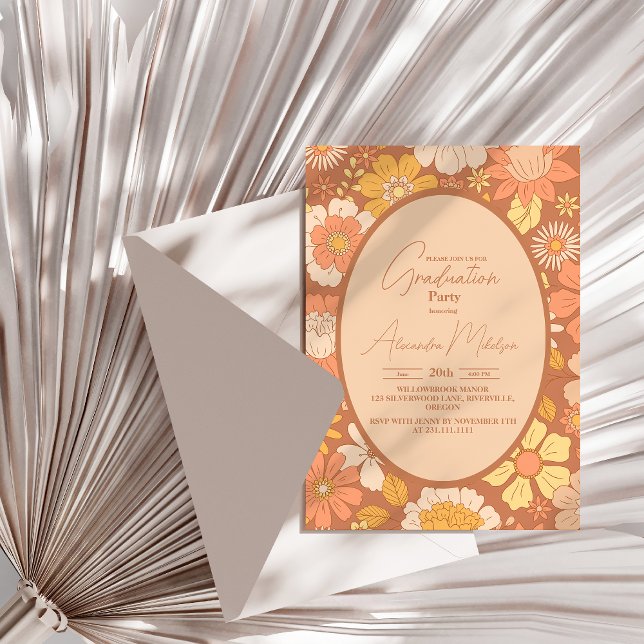 Retro Groovy 70's Themed Graduation Invitation (Creator Uploaded)