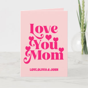 Retro Groovy 70's Themed Love You Mom Photo  Card