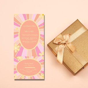 Retro Groovy 70's Themed Muted Tones Wedding All In One Invitation