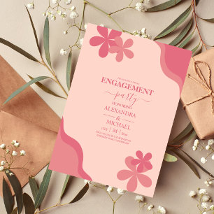 Retro Groovy 70's Themed Muted Tones Wedding Invitation