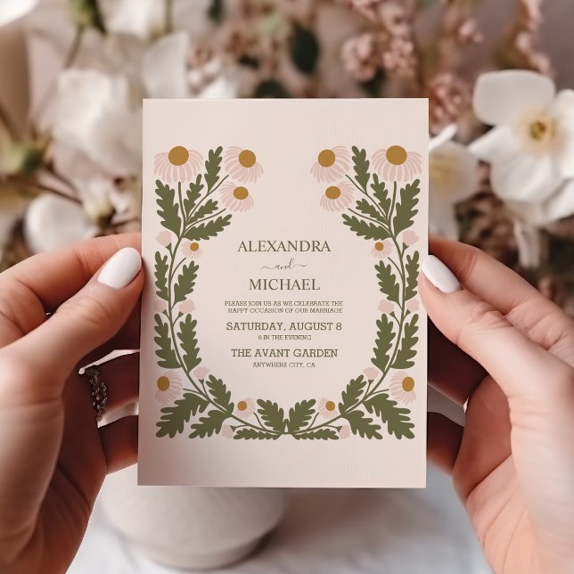 Retro Groovy 70's Themed Muted Tones Wedding  Invitation (Creator Uploaded)