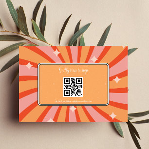 Retro Groovy 70's Themed Muted Tones Wedding RSVP  Card