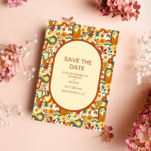 Retro Groovy 70's Themed Muted Tones Wedding Save  The Date