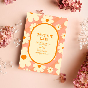 Retro Groovy 70's Themed Muted Tones Wedding Save  The Date