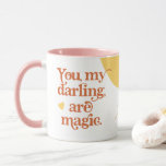 Retro Groovy 70's Themed You My Darling Are Magic Mug<br><div class="desc">This ceramic mug features a colourful 70's retro theme with the quote "You,  my darling,  are magic.'. All colours are editable so feel free to create your own unique look!</div>