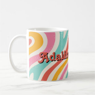 Retro Groovy 70s Wavy Colourful Wedding Coffee Mug