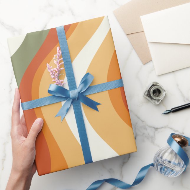 Retro Groovy 70s Wavy Stripes Wrapping Paper (Gifting)