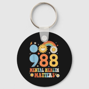 Retro Groovy 988 Mental Health S Suicide Preventio Keychain