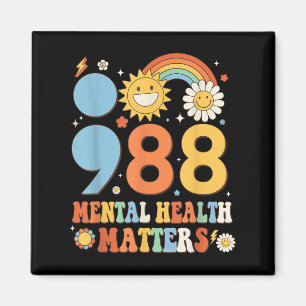 Retro Groovy 988 Mental Health S Suicide Preventio Magnet