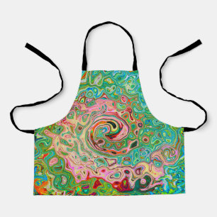 Retro Groovy Abstract Colourful Rainbow Swirl Apron