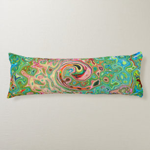 Retro Groovy Abstract Colourful Rainbow Swirl Body Pillow