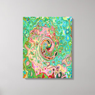 Retro Groovy Abstract Colourful Rainbow Swirl Canvas Print