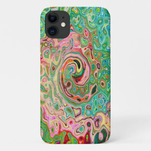 Retro Groovy Abstract Colourful Rainbow Swirl iPhone 11 Case