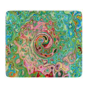 Retro Groovy Abstract Colourful Rainbow Swirl Cutting Board