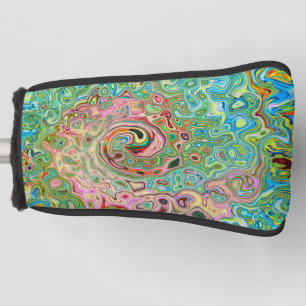 Retro Groovy Abstract Colourful Rainbow Swirl Golf Head Cover