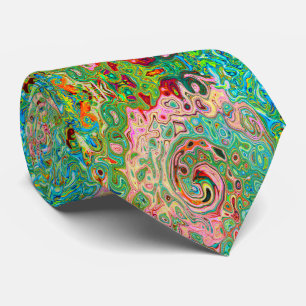 Retro Groovy Abstract Colourful Rainbow Swirl Tie