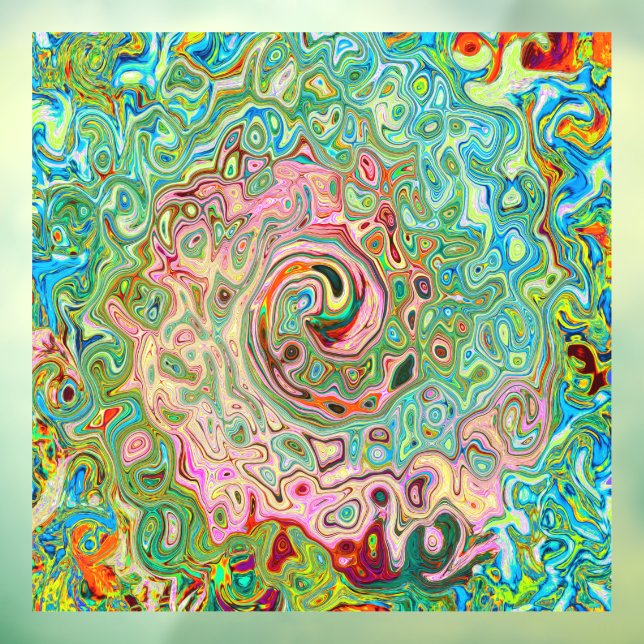 Retro Groovy Abstract Colourful Rainbow Swirl Window Cling (Sheet 3)