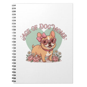 Retro Groovy Age of Dog Moms Frenchie Notebook