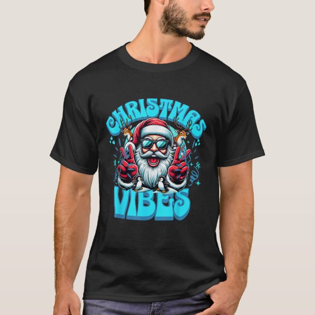 Retro Groovy and Bright Christmas Vibes Disco Ball T-Shirt (Front)