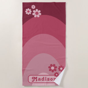 Retro Groovy Arch Daisy Personalized Beach Towel