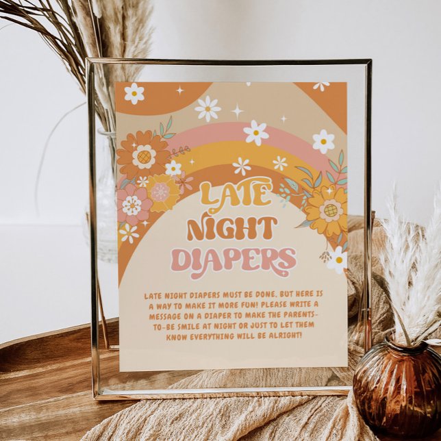 Retro groovy baby Late night diapers game Poster (Creator Uploaded)