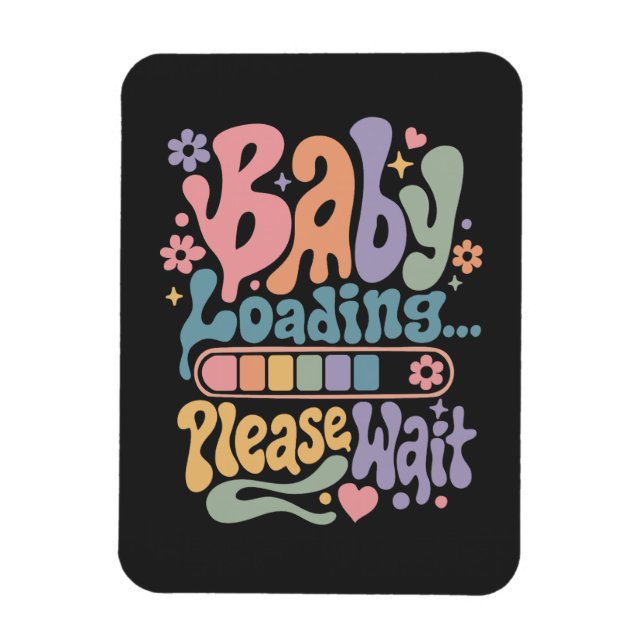 Retro Groovy Baby Loading Please Wait Maternity Magnet (Vertical)