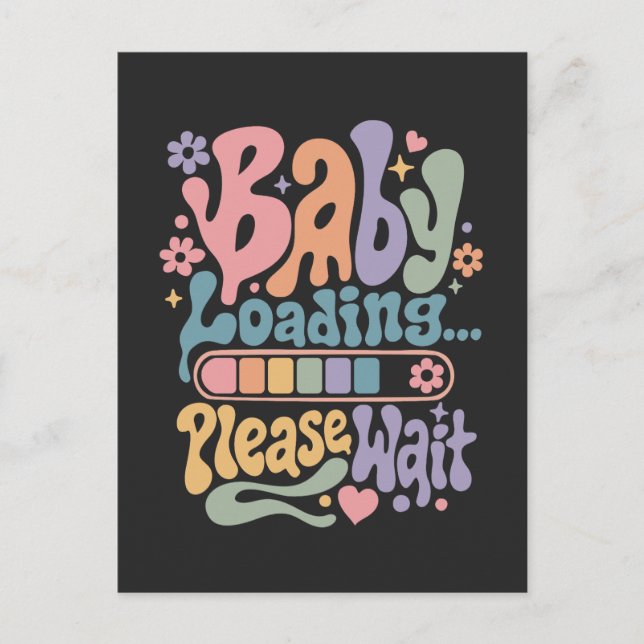 Retro Groovy Baby Loading Please Wait Maternity Postcard (Front)