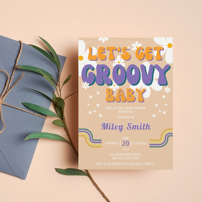 Retro Groovy Baby Shower 70s 80s Girl Hippie Invitation (Creator Uploaded)