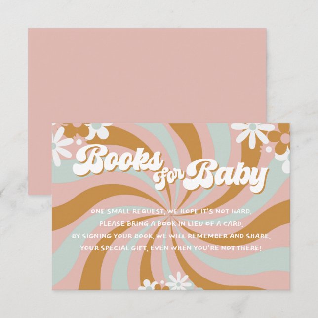 Retro Groovy Baby Shower Books for Baby Enclosure Card (Front/Back)