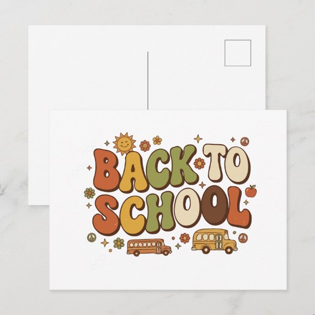  Retro Groovy Back to School Design Postcard (Front/Back)