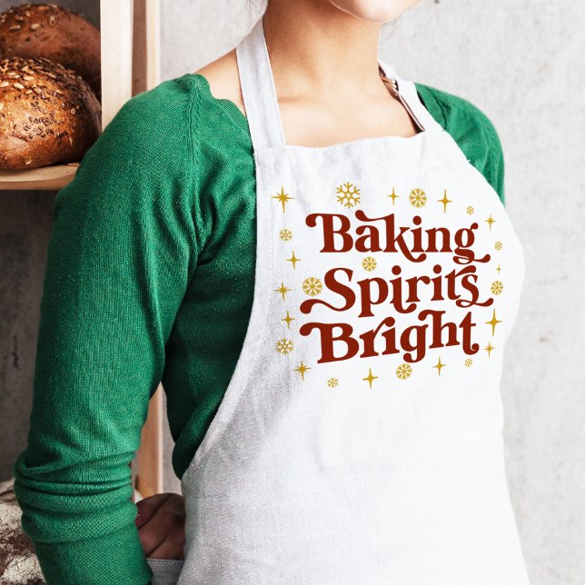 Retro Groovy Baking Spirits Bright Christmas  Standard Apron (Retro Groovy Baking Spirits Bright Christmas Adult Apron
)