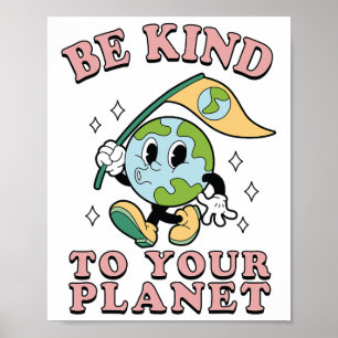 Retro Groovy Be Kind To Your Planet Earth Day 70s  Poster