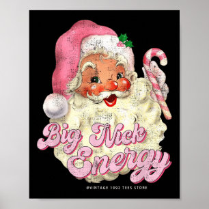 Retro Groovy Big Nick Santa Energy Pink Santa Chri Poster