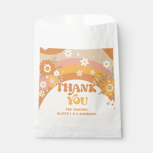 Retro groovy birthday thank  you favour bag (Front)