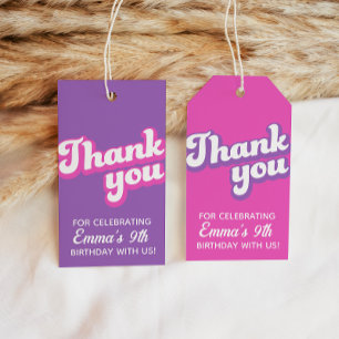 Retro Groovy Birthday Thank You Favour Gift Tags