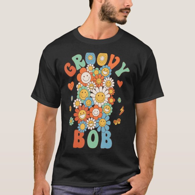 Retro Groovy Bob Groovy Birthday Party Matching Fa T-Shirt (Front)