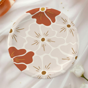 Retro Groovy Boho Baby in Bloom  Paper Plate