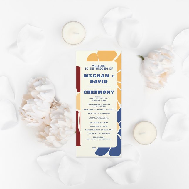 Retro Groovy Boho Chic Floral Wedding Program (Retro Groovy Boho Chic Floral Wedding Program)