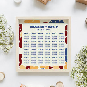 Retro Groovy Boho Chic Floral Wedding Seating Poster