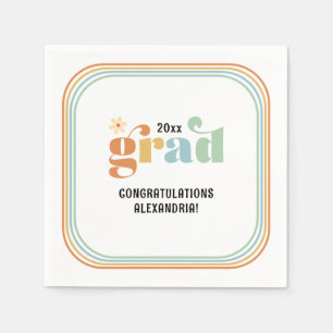 Retro Groovy Boho Daisy 2025 Grad Party Napkin