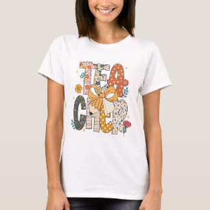 Retro Groovy Boho Floral Teacher T-Shirt