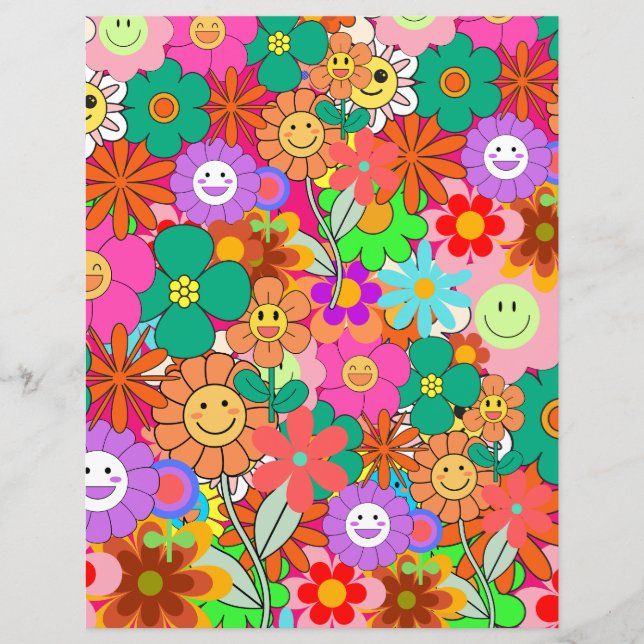 Retro Groovy Boho Hippie Flowers  (Front)