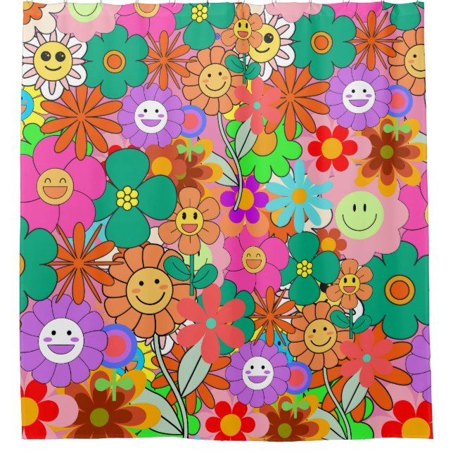 Retro Groovy Boho Hippie Flowers  (Front)