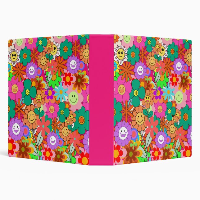 Retro Groovy Boho Hippie Flowers Binder (Background)